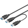 PremiumCord USB 3.0 napájecí Y kabel A/Male + A/Male -- A/Female
