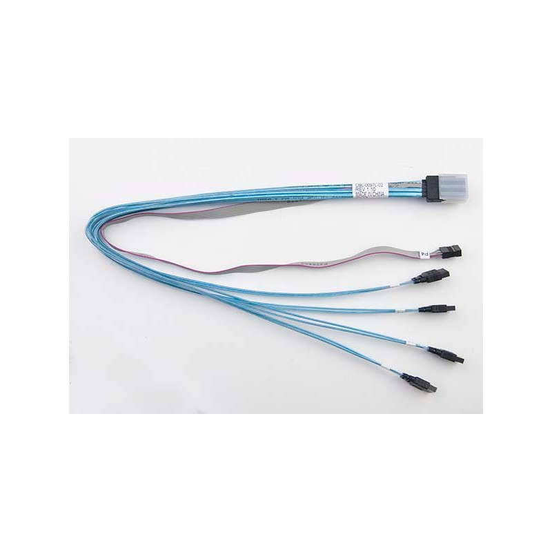 Supermicro Internal MiniSAS SFF-8087 to 4 SATA Right Angle 75/75/90/90cm with Sideband 75cm Cable