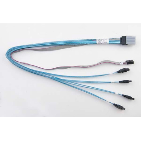 Supermicro Internal MiniSAS SFF-8087 to 4 SATA Right Angle 75/75/90/90cm with Sideband 75cm Cable