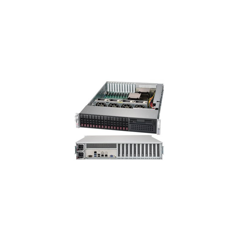 SUPERMICRO 2U chassis 16x 2,5" HS SAS/SATA (4x 8643), 1x 5,25", 2x1000W (80+Titanium)