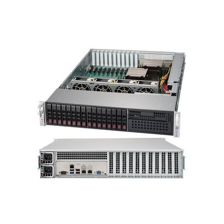 SUPERMICRO 2U chassis 16x 2,5" HS SAS/SATA (4x 8643), 1x 5,25", 2x1000W (80+Titanium)