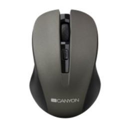 CANYON myš optická bezdrátová CMSW1, nastavitelné rozlišení 800/1000/1200 dpi, 4 tl, USB nano reciever, šedá