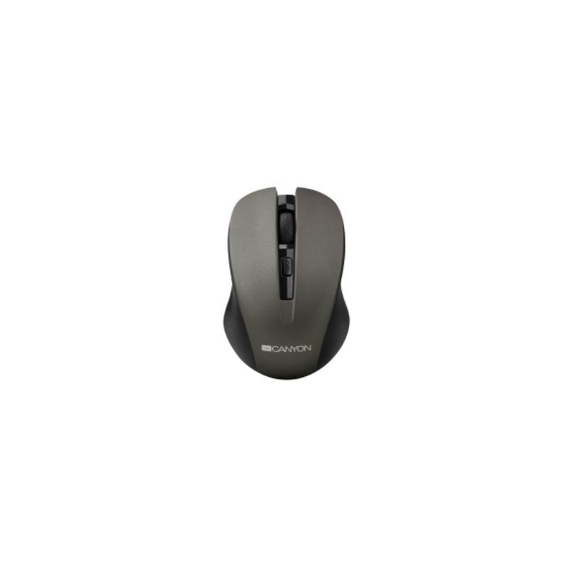 CANYON myš optická bezdrátová CMSW1, nastavitelné rozlišení 800/1000/1200 dpi, 4 tl, USB nano reciever, šedá
