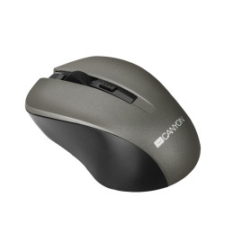 CANYON myš optická bezdrátová CMSW1, nastavitelné rozlišení 800/1000/1200 dpi, 4 tl, USB nano reciever, šedá