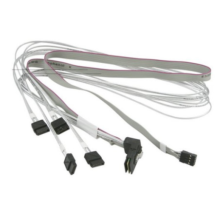 Supermicro Internal Right Angle MiniSAS SFF-8087 to 4 SATA 70/70/75/75cm with Sideband 75cm Cable (CBL-SAST-0659)