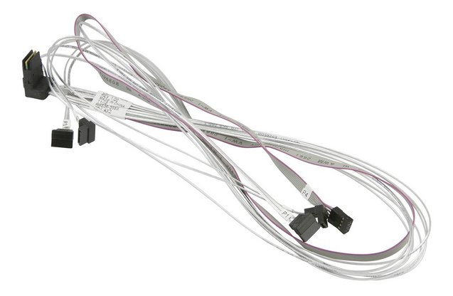 Supermicro Internal Right Angle MiniSAS SFF-8087 to 4 SATA 75/75/90/90cm with Sideband 90cm Cable (CBL-SAST-0644)