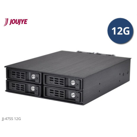 Jou Jye Backplane SATA3/SAS3 4x 2,5"HDD do 5,25" RoHS, 2x fan, 1x minisasHD (SFF-8643), SATA power