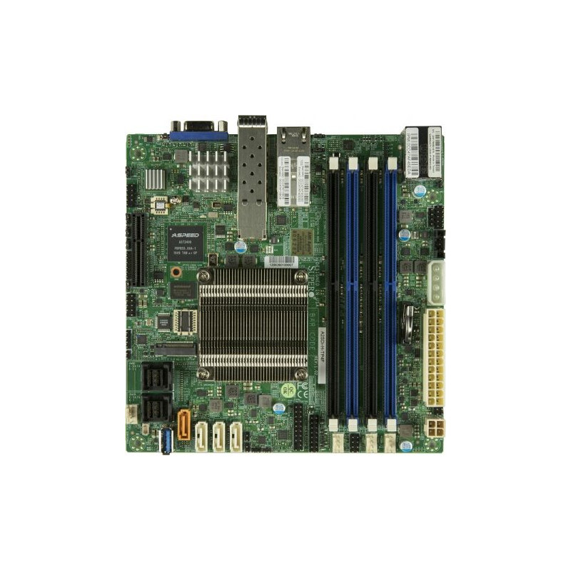 SUPERMICRO mini-ITX MB Atom C3958 (16-core), 4x DDR4 ECC DIMM, 12x SATA, 1x PCI-E 3.0 x4, 2+2x 10Gb (RJ45,SFP+), IPMI
