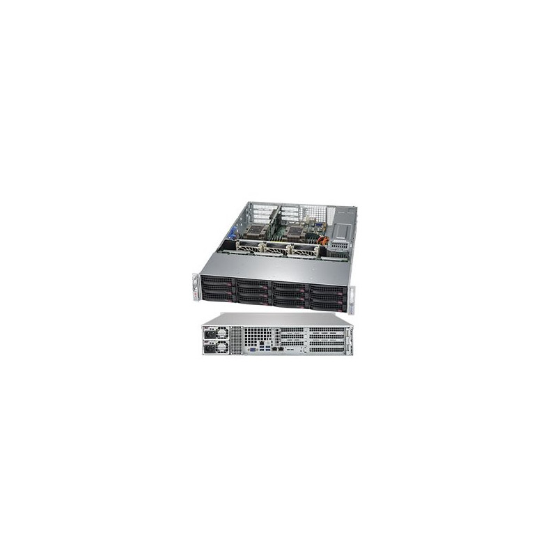 SUPERMICRO 2U server 2x LGA3647, iC621, 12x DDR4 ECC R, 8x SATA3 HS (3,5"), 2x1GbE, 2x 1000W(80+titanium), IPMI, WIO