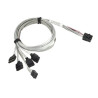 SUPERMICRO Internal Reverse Breakout Cross-Over MiniSAS HD (SFF-8643) to 4 SATA with Sideband 75/75/75/75/75cm Cable