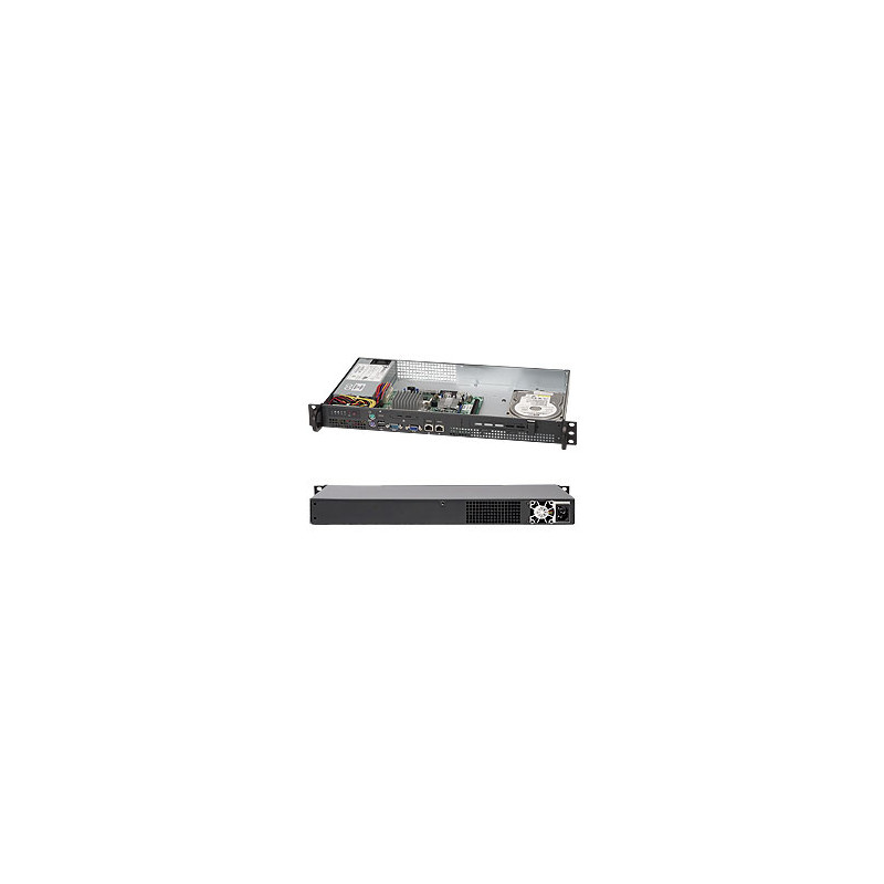 SUPERMICRO mini1U chassis Přední I/O, 1x 3,5" fixed HDD (nebo s MCP-220-00044-0N 2x2,5"), 200W, pro Atom MB