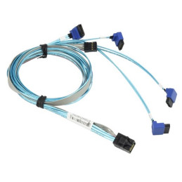 Supermicro Internal MiniSAS HD SFF-8643 to 4 Right Angle SATA (75/75/90/90cm) with Sideband 75cm Cable