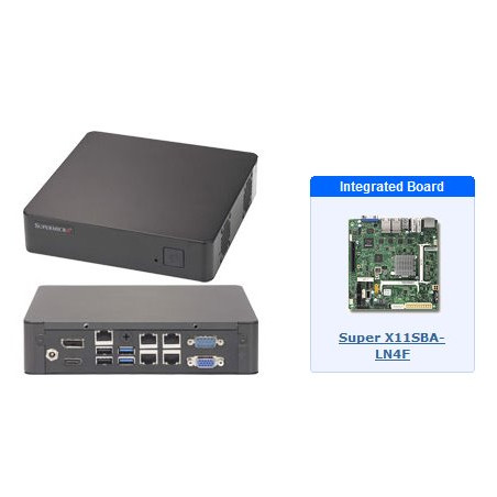 SUPERMICRO mini server Pentium N3700 (4C), 2x DDR3, mSATA, 4x 1Gb LAN, HDMI/DP/VGA, IPMI, 60W PSU