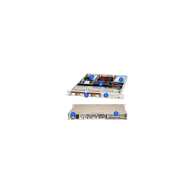 SUPERMICRO 1U chassis 2x 3,5" HS SAS/SATA, bez zdroje