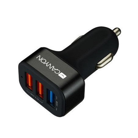 CANYON auto nabíječka C-07, 1xUSB-A Quick Charge QC3.0 + 2xUSB-A, vstup 12-24V, výstup USB/5V-2.1A+QC3.0/5V-2.4A&9V-2A