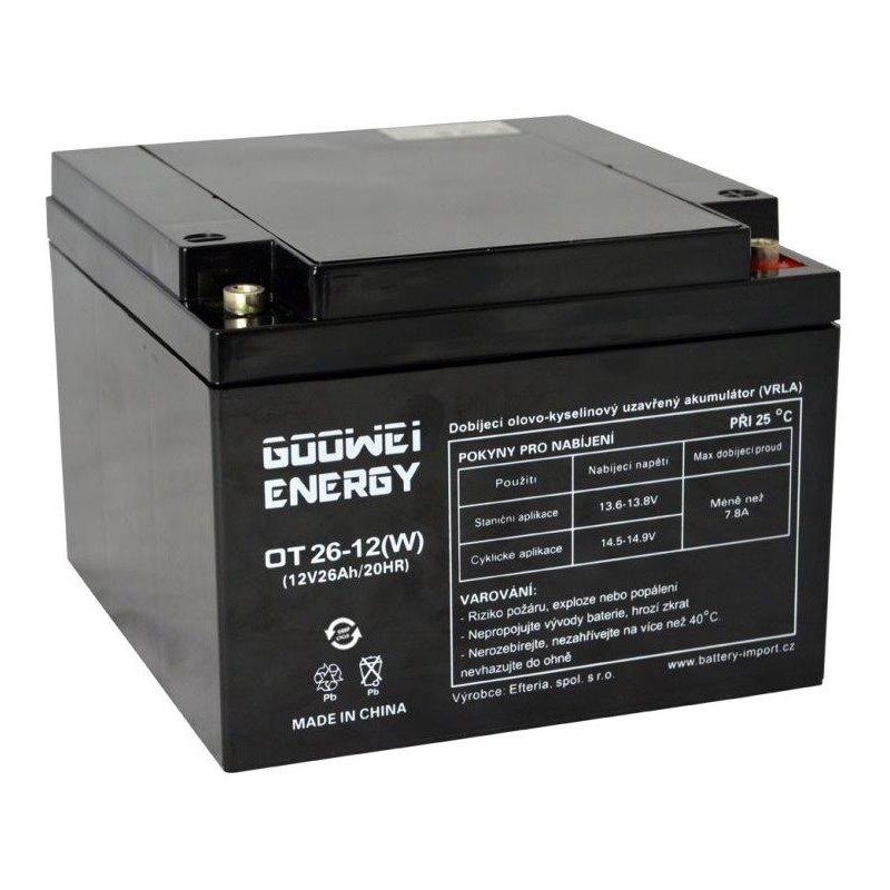 GOOWEI ENERGY Pb záložní akumulátor VRLA GEL 12V/26Ah (OTL26-12)