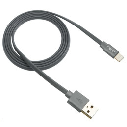 CANYON nabíjecí kabel Lightning MFI-2, plochý, Apple certifikát, délka 1m, tmavě šedá
