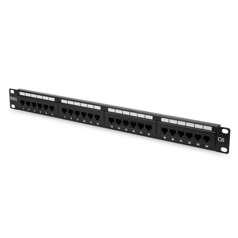 Premium Patch panel 24xRJ45, CAT6, UTP, černý