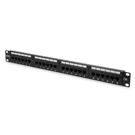 Premium Patch panel 24xRJ45, CAT6, UTP, černý
