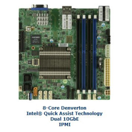SUPERMICRO mini-ITX MB Atom C3758 (8-core), 4x DDR4 ECC DIMM, 12x SATA, 1x PCI-E 3.0 x4, 2x 10Gb (RJ45), IPMI