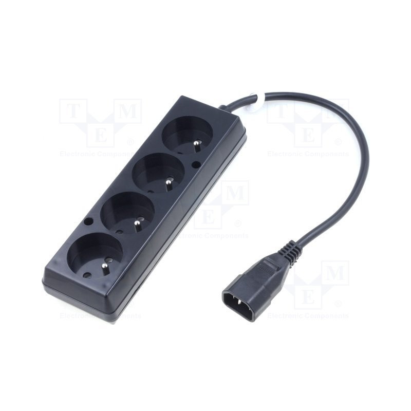 OEM Napájecí redukce 230V k UPS - 1x IEC C14 na 4x CEE 7/5 (FR / CZ), max.10A, délka 30 cm
