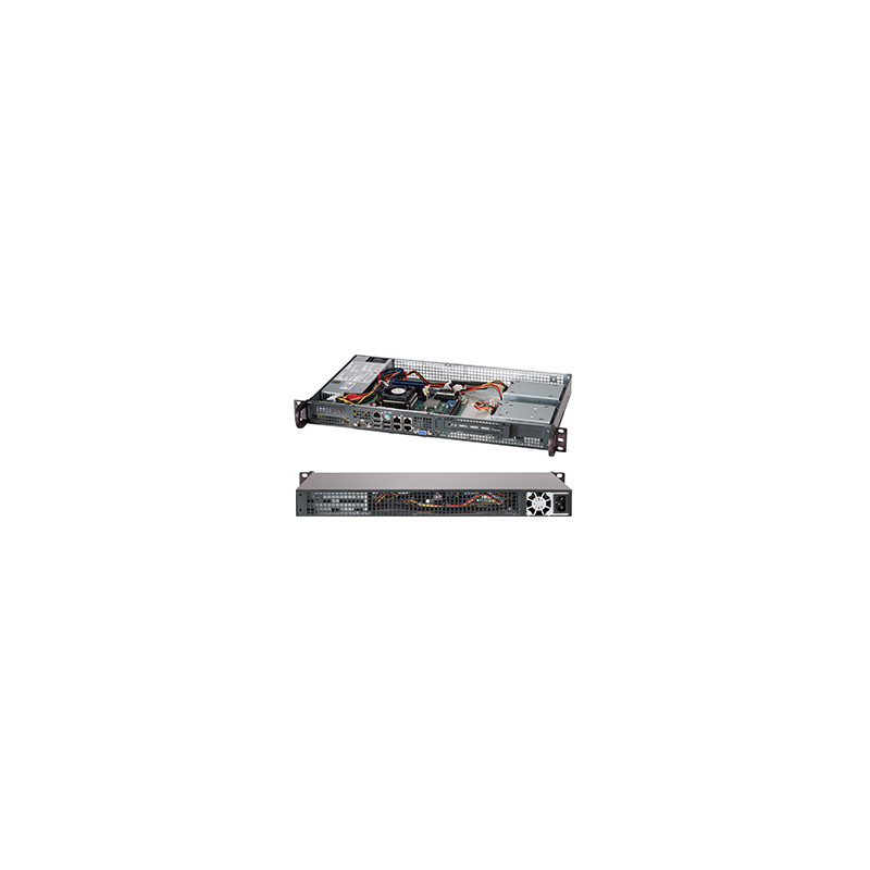 SUPERMICRO mini1U chassis, 1x 3,5" fixed HDD (nebo s MCP-220-00044-0N 2x2,5"), 200W (Gold) (Front panel)