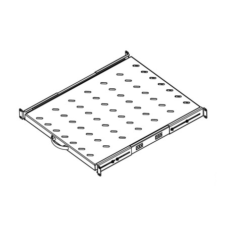 Legrand EvoLine 4-bodová police výsuvná 1U 372mm, uchycení variabilní 337-500mm, nosnost 30kg, černá, perforovaná