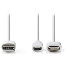 NEDIS synchronizační a nabíjecí kabel 2 v 1/ USB Micro B Zástrčka + Adaptér Lightning - A Zástrčka/ bílý/ 1m