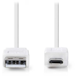 NEDIS kabel USB 2.0/ zástrčka USB-A - zástrčka micro-B/ plochý/ bílý/ 1m