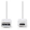 Kabel NEDIS USB 2.0/wtyczka USB-A - wtyczka micro-B/płaski/biały/1m