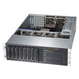 SUPERMICRO 3U chassis 8x 3,5" HS SAS/SATA, 2x 5,25", slimDVD, 2x800W (80+titanium)