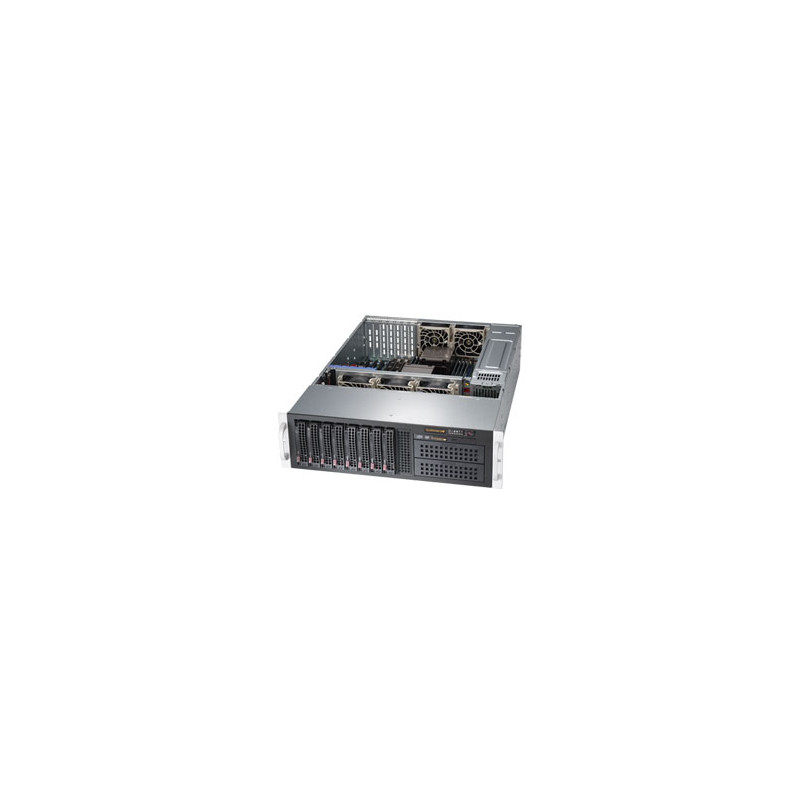 SUPERMICRO 3U chassis 8x 3,5" HS SAS/SATA, 2x 5,25", slimDVD, 2x800W (80+titanium)