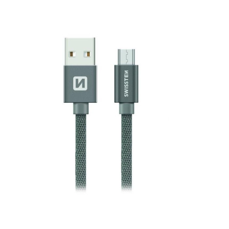 Swissten Datový Kabel Textile Usb / Micro Usb 1,2 M Šedý