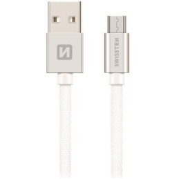 Swissten Datový Kabel Textile Usb / Micro Usb 1,2 M Stříbrný