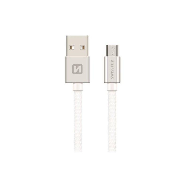 Swissten Datový Kabel Textile Usb / Micro Usb 1,2 M Stříbrný