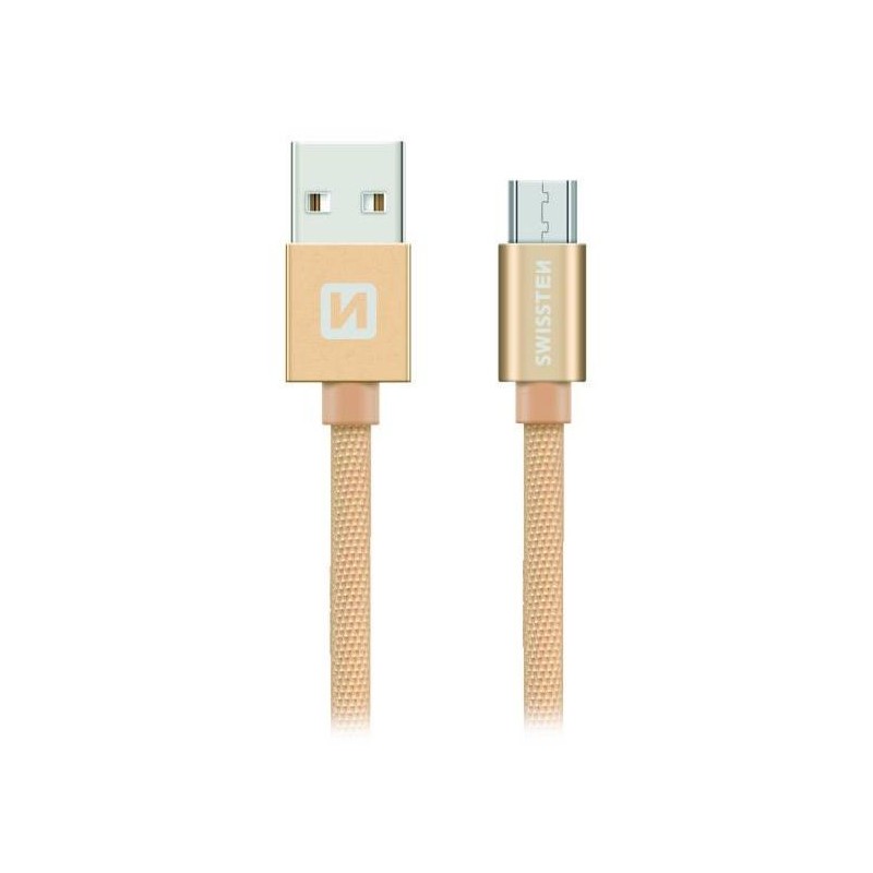 Swissten Datový Kabel Textile Usb / Micro Usb 1,2 M Zlatý