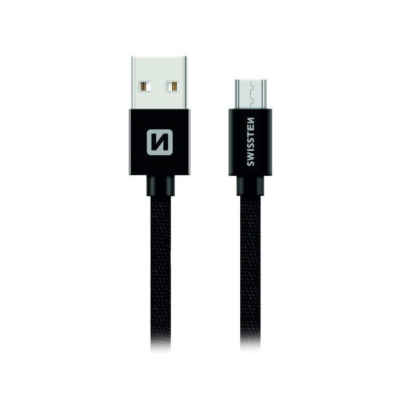 Swissten Datový Kabel Textile Usb / Micro Usb 2,0 M Černý