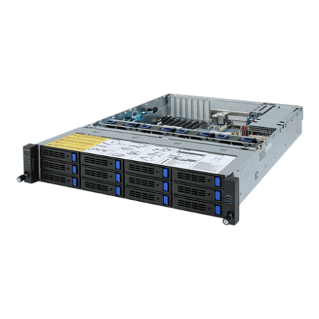 Gigabyte server R272-Z30 1xSP3 (AMD Epyc 7002), 16x DDR4 DIMM,12x 3,5+2x 2,5, M.2, 2x 1GbE i350+OCP, IPMI, 2x 800W plat