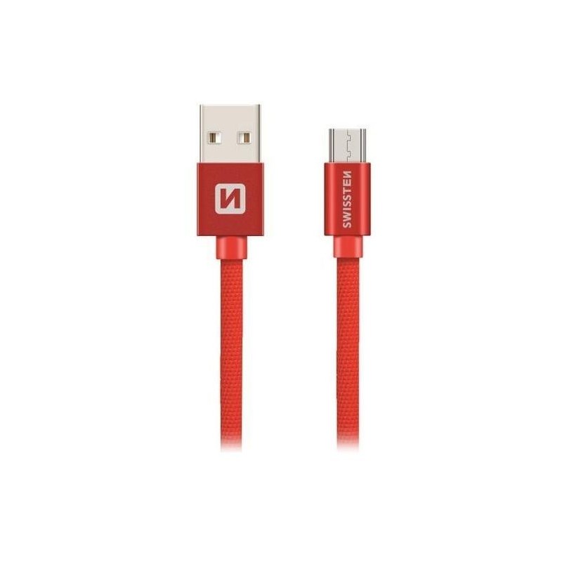 Swissten Datový Kabel Textile Usb / Micro Usb 3,0 M Červený