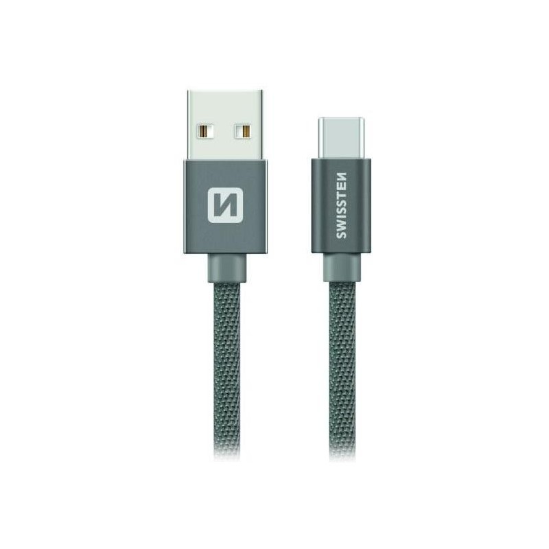 Swissten Datový Kabel Textile Usb / Usb-C 1,2 M Šedý