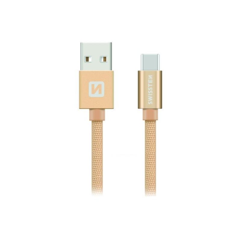 Swissten Datový Kabel Textile Usb / Usb-C 1,2 M Zlatý
