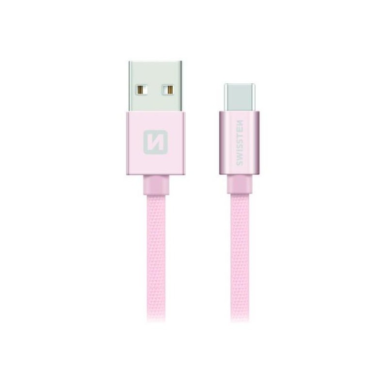 Swissten Datový Kabel Textile Usb / Usb-C 1,2 M Růžovo/Zlatý