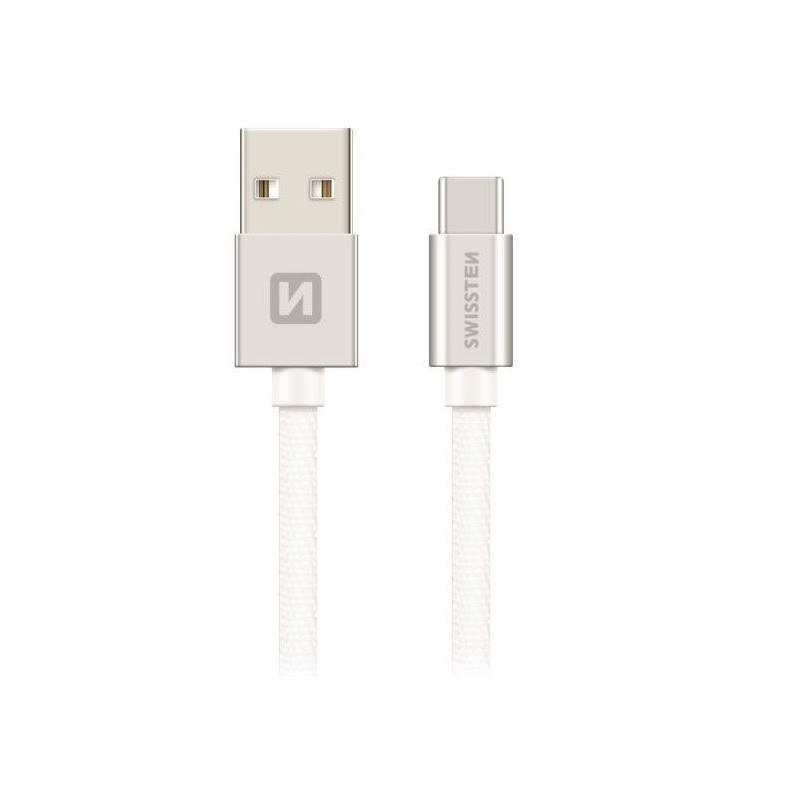 Swissten Datový Kabel Textile Usb / Usb-C 1,2 M Stříbrný