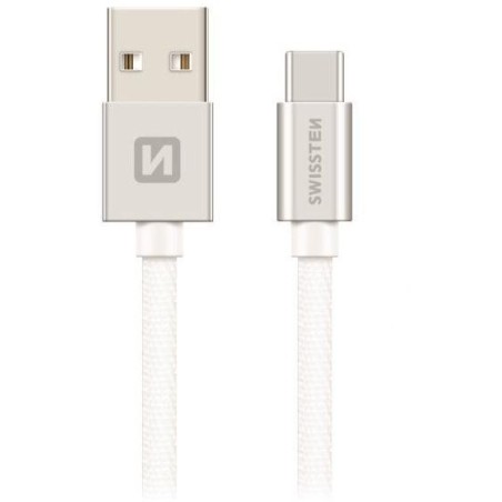 Swissten Datový Kabel Textile Usb / Usb-C 1,2 M Stříbrný