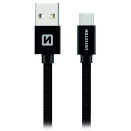 Swissten Datový Kabel Textile Usb / Usb-C 2,0 M Černý