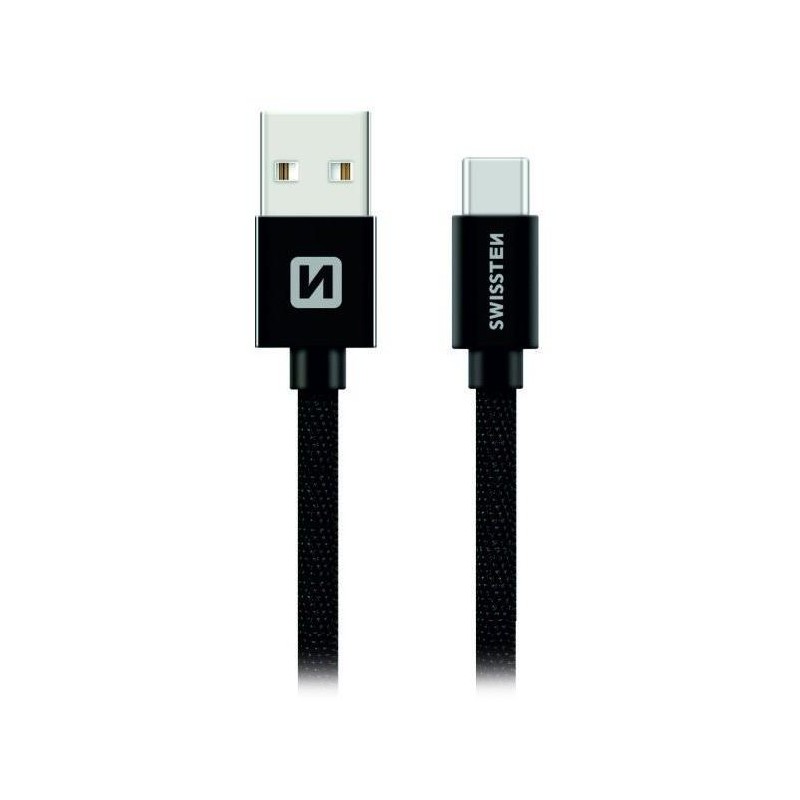 Swissten Datový Kabel Textile Usb / Usb-C 2,0 M Černý