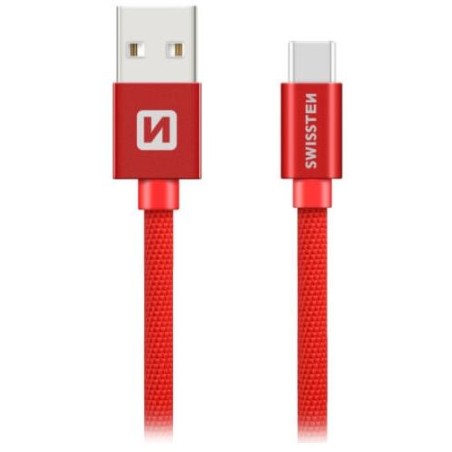 Swissten Datový Kabel Textile Usb / Usb-C 2,0 M Červený