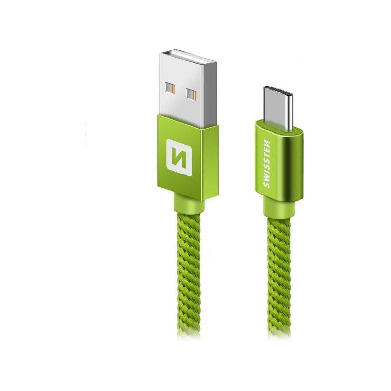 Swissten Datový Kabel Textile Usb / Usb-C 2,0 M Zelený