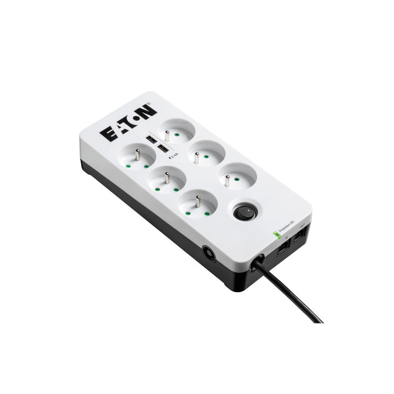 EATON Protection Box 6 USB Tel@ FR, přepěťová ochrana, 6 výstupů, zatížení 10A, tel., 2x USB port