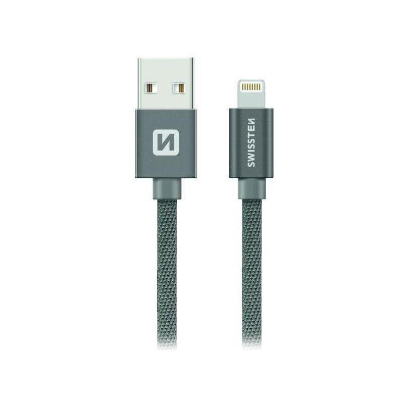 Swissten Datový Kabel Textile Usb / Lightning 0,2 M Šedý